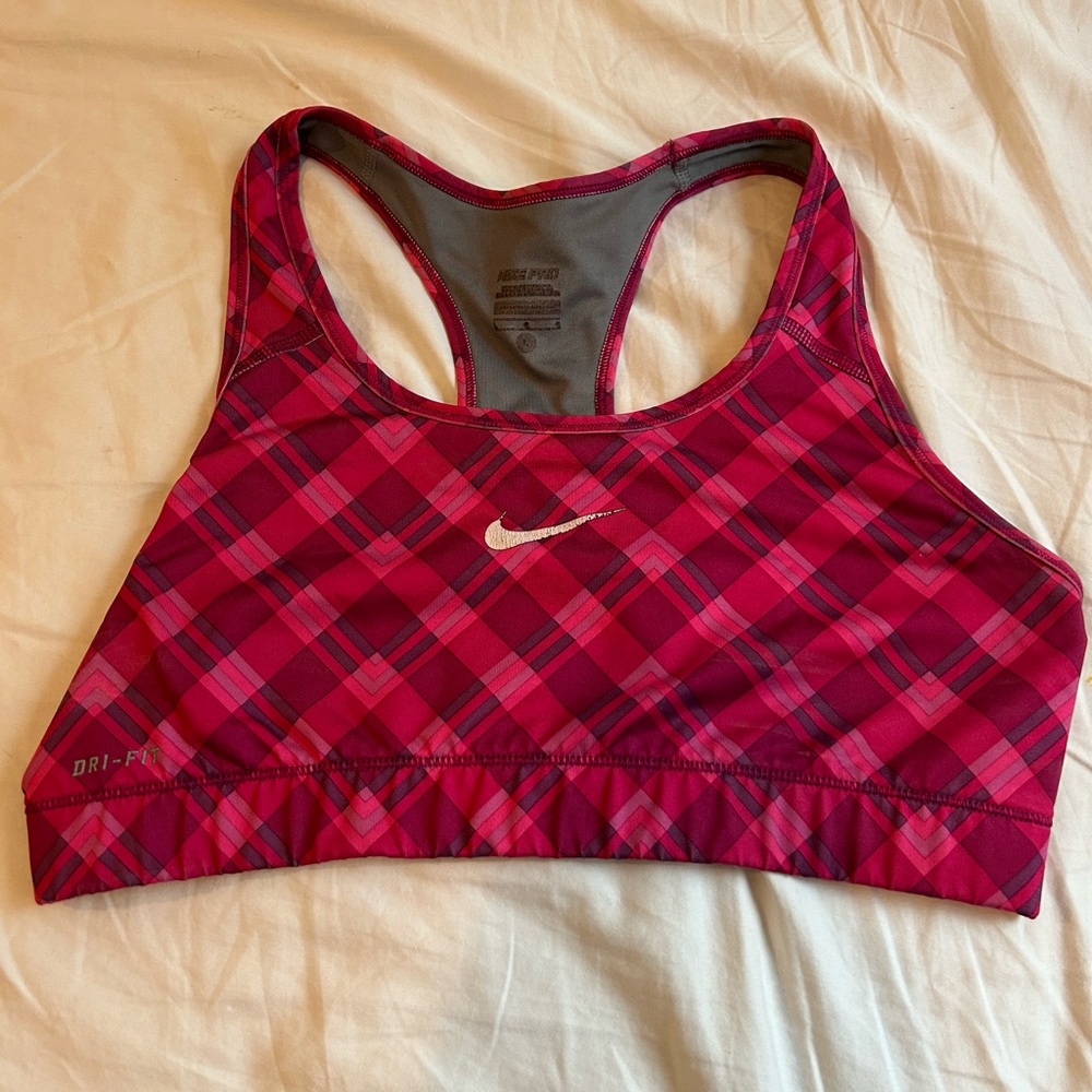 Nike Women's Red Plaid Sports Bra